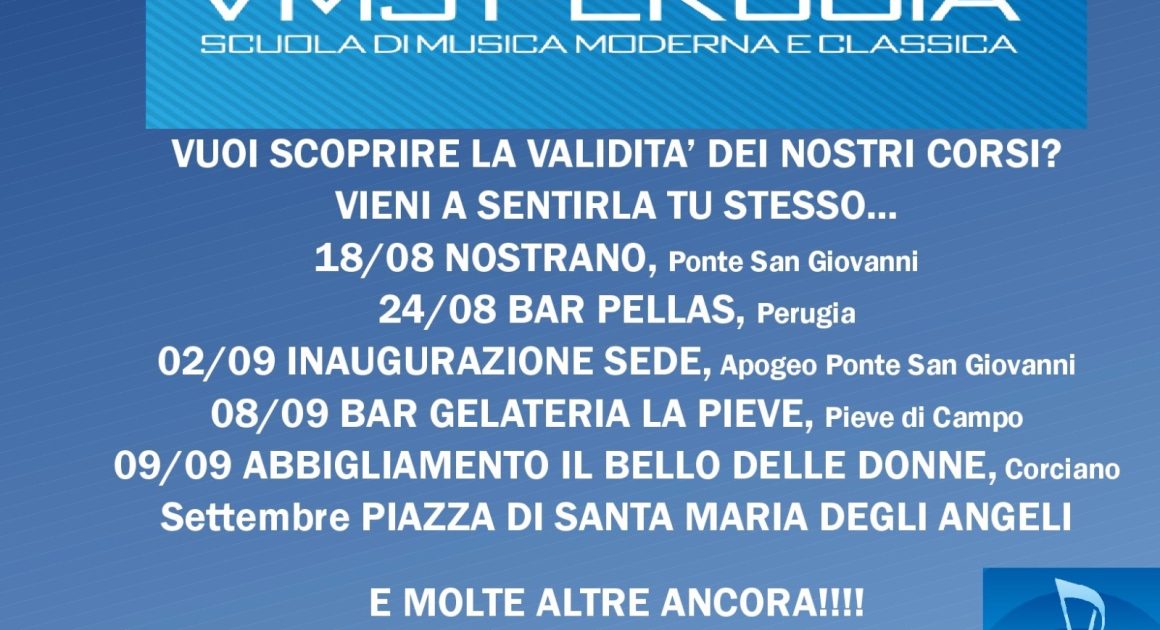 Nuove date per conoscere la Scuola di Musica VMS Perugia