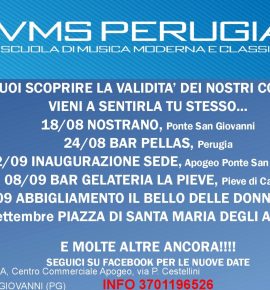 Nuove date per conoscere la Scuola di Musica VMS Perugia